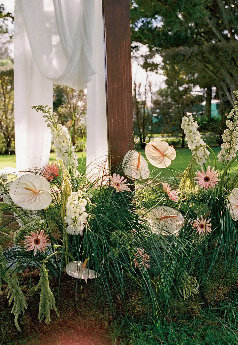 Allely Estate garden wedding photographed on film